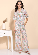 "Pastel Mirage" Pure Cotton Ikat Co-ord Set