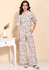 "Pastel Mirage" Pure Cotton Ikat Co-ord Set