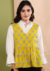 "Sunburst Bloom" Pure Cotton Layered Top