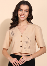 "Muse Mode" Embroidered Crop Top