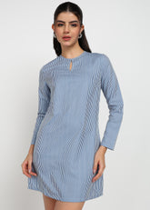 Women Blue Strip Dress
