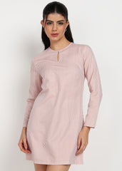 “Peach Lines” Polyester Striped Mini Dress