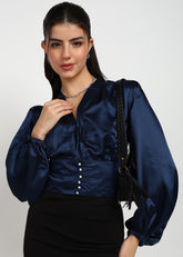 Women Navy Solid Top