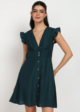 Women Dark Green A-line Dress