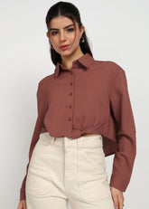 Women Rust Solid Shirt
