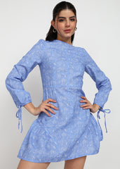 “Bluebell Bloom” Polyester Printed Mini Dress