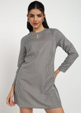 Women Black Strip Dress