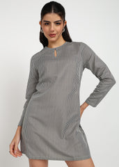 “Urban Lines” Polyester Striped Mini Dress