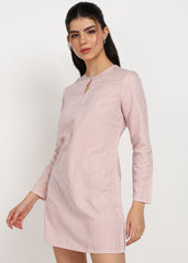 “Peach Lines” Polyester Striped Mini Dress