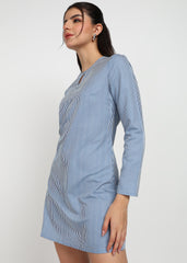 “Ocean Lines” Polyester Striped Mini Dress