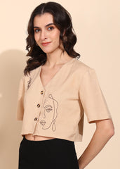 "Muse Mode" Embroidered Crop Top