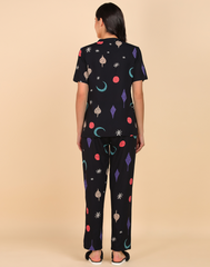 "Cosmic Chill" Viscose Printed Night Suit