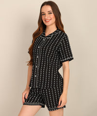 "Midnight Mini" Viscose Printed Shorts Set