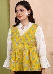 "Sunburst Bloom" Pure Cotton Layered Top