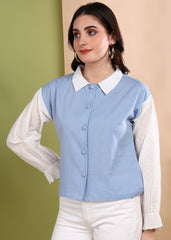 "Frosted Sky" Cotton Panel Shirt