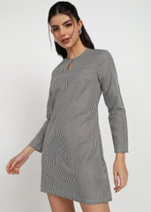 “Urban Lines” Polyester Striped Mini Dress