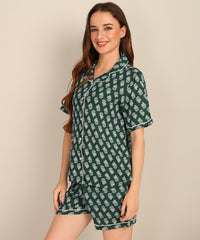 "Forest Flirt" Viscose Printed Shorts Set