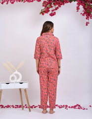 "Coral Garden" Printed Viscose Night Suit