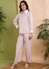 "Blush Stripe" Printed Co-ord Set