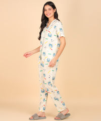 "Space Snooze" Viscose Printed Night Suit