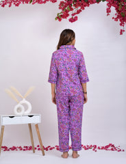 "Bougainvillea Bloom" Printed Viscose Night Suit