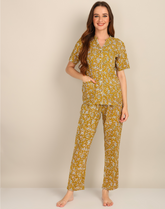"Golden Hour" Viscose Printed Night Suit