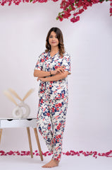 "Cherry Whim" Viscose Printed Night Suit