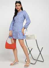 “Indigo Chevron” Polyester Mini Dress