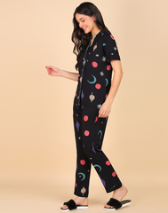 "Cosmic Chill" Viscose Printed Night Suit