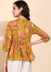 "Golden Garden" Printed Flared Top
