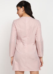 “Peach Lines” Polyester Striped Mini Dress