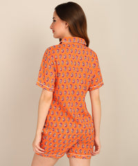 "Tangerine Twist" Viscose Printed Shorts Set