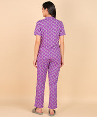 "Rosy Breeze" Printed Viscose Night Suit