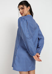 "Blue Breeze" Striped Shift Dress – Navy Blue