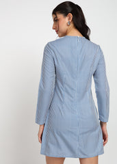 “Ocean Lines” Polyester Striped Mini Dress