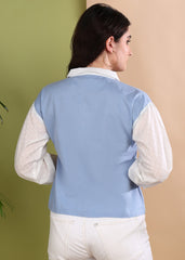 "Frosted Sky" Cotton Panel Shirt