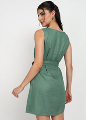 “Sage Meadow” Rayon Twill Mini Dress