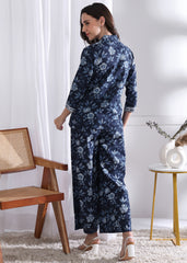 "Indigo Bloom" Pure Cotton Co-ord Set