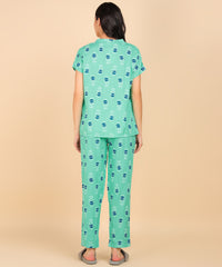 "Mint Bloom" Pure Cotton Night Suit