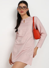 “Peach Lines” Polyester Striped Mini Dress