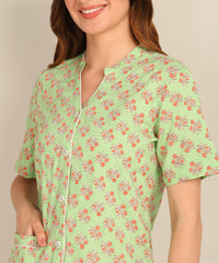 "Minty Mischief" Viscose Printed Night Suit