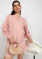 "Peach Whisper" Striped Shift Dress – Peach