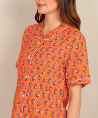 "Tangerine Twist" Viscose Printed Shorts Set