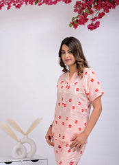 "Rosé Reverie" Viscose Night Suit