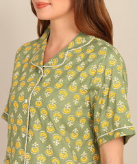 "Sunshine Sage" Viscose Printed Shorts Set