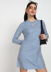 “Ocean Lines” Polyester Striped Mini Dress