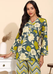 "Olive Bloom" Pure Cotton Co-ord Set