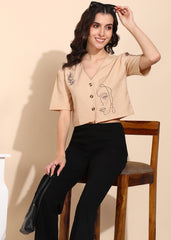 "Muse Mode" Embroidered Crop Top