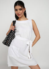 “Ivory Meadow” Rayon Twill Mini Dress