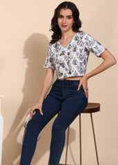 "Olive Orbit" Buttoned Crop Top